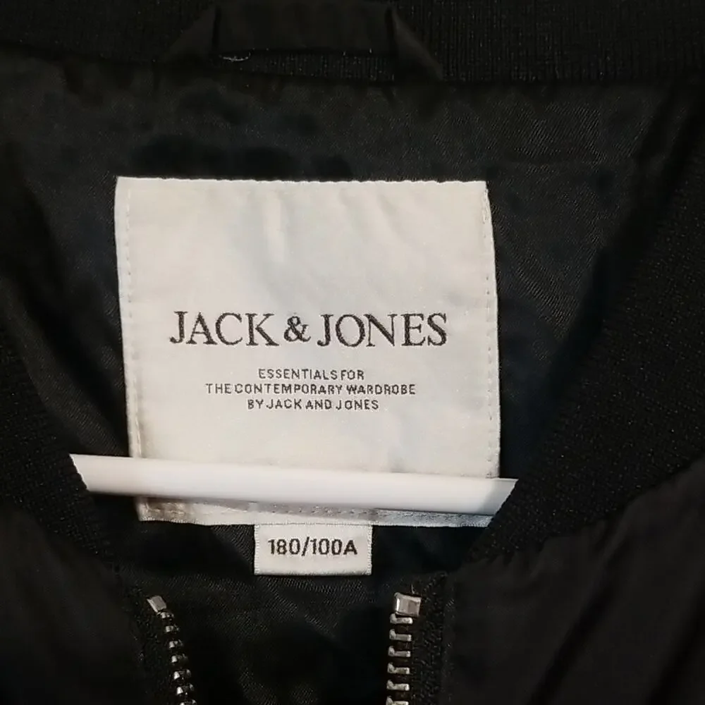 Jack & Jones Essential Bomber Jacket Monochrome Marble Coat Outerwear Medium